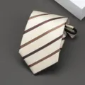 Corbata a rayas elegante con cremallera para hombre y mujer traje de negocios. - Estilo de Rayas Diagonales / 8cm / Champán