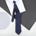 Blue striped zipper necktie for men, formal business wear matched with white dress shirt. - 8cm Blue Meteor Zipper