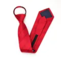 Corbata roja con cremallera para hombres y mujeres, corbata de negocios a rayas. - Corbata Preanudada con Cremallera / 8cm / Modelo D03