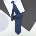 Men Blue Geometric Pattern Zip Necktie Business Formal Wear Suit Accessory Variant Style - 8cm Dark Blue Pattern Zipper