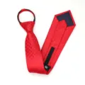 Corbata roja con cremallera para hombres y mujeres, corbata de negocios con patrón geométrico. - Corbata Preanudada con Cremallera / 8cm / Modelo D06