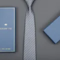 Men's formal striped business tie with elegant blue gift box set for wedding or office work. - Frosted White Stripe Zipper Style (Long Gift Box) / 8cm Wide / Gray