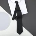 Classic black striped zipper tie for men business formal wear paired with a white dress shirt - 8cm Black Classic Fashion Zipper