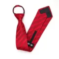 Corbata con cremallera de rayas rojas para hombres y mujeres, corbata formal de negocios fácil. - Corbata Preanudada con Cremallera / 8cm / Modelo D09