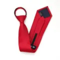 Corbata con cremallera roja para hombre, corbata preanudada elegante para negocios. - Corbata Preanudada con Cremallera / 8cm / Modelo D11