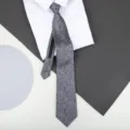 Grey striped zipper necktie for business wear, stylish men's formal suit accessory. - 8cm Starry Gray Zipper