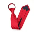 Corbata con cremallera de rayas rojas para hombres y mujeres, corbata de negocios preanudada. - Corbata Preanudada con Cremallera / 8cm / Modelo D18