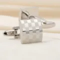 Boutons de manchette carrés en métal classique pour homme chemise design à carreaux poli élégant - Petit Laser Argent