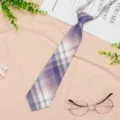 JK Style Plaid Lazy Tie Women College Preppy Necktie Japanese Uniform Student Shirt - JK027 Orchid Purple Necktie