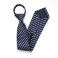 Corbata de rayas azules con cremallera corbata estrecha elegante para hombre boda oficina - Corbata Preanudada con Cremallera / 8cm / Modelo W2