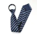 Corbata de cremallera a rayas azules y negras clásica para hombres y mujeres de negocios. - Corbata Preanudada con Cremallera / 8cm / Modelo W15
