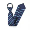 Corbata de rayas azules con cremallera para hombres, corbata fácil preatada para oficina. - Corbata Preanudada con Cremallera / 8cm / Azul Versátil Raya