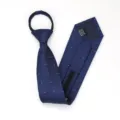 Corbata con cremallera azul para hombre y mujer, corbata estrecha de negocios con lunares. - Corbata Preanudada con Cremallera / 8cm / Ondeado Puntos Blancos