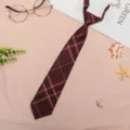 Red brown plaid JK tie Japanese school uniform student necktie daily cute neck wear - JK040 Shahua Plaid Necktie