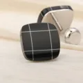 Boutons de manchette carrés noirs pour hommes chemise habillée accessoires affaires - Tic-Tac-Toe Noir