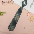 Green Plaid JK Necktie Lazy School Uniform Bowtie for Students and Daily Wear Accessories. - JK048 Forest Letter Necktie