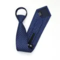 Corbata con cremallera de patron geometrico azul para hombres y mujeres corbata formal - Corbata Preanudada con Cremallera / 8cm / Patrón azul oscuro