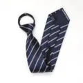 Corbata Hombre Negocios Rayada Cremallera Azul Marino Corbata Boda Formal Diseño - Corbata Preanudada con Cremallera / 8cm / Raya Amarilla Azul Oscuro