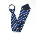 Corbata de cremallera preatada a rayas azules para negocios boda formal de hombres. - Corbata Preanudada con Cremallera / 8cm / Azul Moda Raya