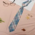 Stylish Japanese JK uniform plaid necktie pre-tied zipper tie for students women daily wear - JK051 Blue Pink Plaid Necktie