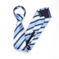 Corbata con cremallera a rayas azules para hombre, corbata de negocios fácil de usar. - Corbata Preanudada con Cremallera / 8cm / Azul Cool Raya