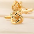 Boutons de manchette dorés en forme de nœud pour chemise homme, style d'affaires. - Boutons de manchette torsadés dorés (coffret cadeau)