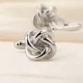 Boutons de manchette nœud argentés classiques en métal pour chemise formelle d'homme. - Corde Tressée Argent