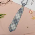 Blue yellow plaid pre-tied necktie JK school style lazy tie for student uniform daily shirt wear - JK053 Sky Blue Yellow Plaid Necktie