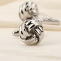 Boutons de manchette nœud argentés polis pour hommes, accessoires de chemise élégants. - Corde Double Enroulée Argent