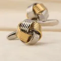 Boutons de manchette nœud en métal élégants pour hommes avec design bicolore or et argent. - Bicolore Entrelacé