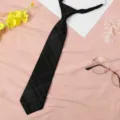 Black plaid pre-tied necktie for JK uniform, Japanese school style lazy tie for students. - Versatile Black Plaid Necktie