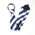 Corbata con cremallera a rayas azules y blancas, corbata fácil para negocios, trabajo y bodas. - Corbata Preanudada con Cremallera / 8cm / Modelo L002