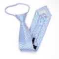 Corbata con cremallera a cuadros azules y blancos, corbata prenodada de negocios. - Corbata Preanudada con Cremallera / 8cm / Modelo L009