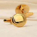 Boutons de manchette ronds dorés élégants pour chemises habillées, accessoire d'affaires classique. - Haricot Doré