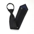 Corbata con cremallera de negocios negra estrecha traje formal corbata para hombres trabajo - Corbata Preanudada con Cremallera / 8cm / Rayura Oscura Negra