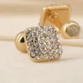 Boutons de manchette carrés dorés avec strass pour hommes chemises d'affaires bijoux. - Carré Or Petit Strass Blanc