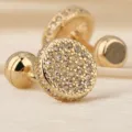 Boutons de manchette dorees cristaux pour chemise francaise homme et femme accessoires chic. - Rond Or Petit Strass Blanc