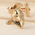 Boutons de manchette tete de loup dores pour hommes, accessoires de chemise elegante. - Tête de Loup Dorée