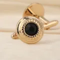 Boutons de manchette dorés élégants pour hommes avec cristal noir chic. - Champignon Doré Strass Noir