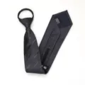 Corbata con cremallera de negocios hombre mujer gris oscuro a rayas corbata fácil - 8cm Gris Oscuro Raya Oscura Cremallera