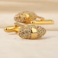 Boutons de manchette dorés cristaux strass pour chemise homme habillée cadeau chic. - Petite Mûre Dorée