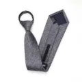 Corbata de negocios con cremallera preanudada, corbata formal texturizada gris para oficina. - 8cm Gris Cielo Estrellado Cremallera