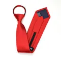 Corbata roja con cremallera preanudada negocios formal corbata hombres mujeres trabajo boda ceremonia - 8cm Rojo Brillante Sólido Cremallera