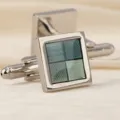 Boutons de manchette carrés à rayures vertes élégants pour chemise homme et femme. - Quatre Couleurs Quatre Grilles