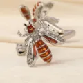 Boutons de manchette abeille en cristal pour homme femme, élégants chemise émail. - Petite Abeille