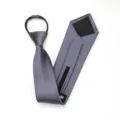 Corbata gris con cremallera para hombre, corbata prehecha para negocios, trabajo y bodas. - 8cm Gris Claro Sólido Cremallera