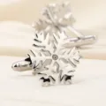 Boutons de manchette flocon de neige en argent pour hommes, élégants accessoires chic. - Flocon de Neige Argent