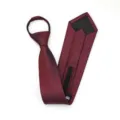 Corbata con cremallera para hombres y mujeres, corbata prehecha de negocios en rojo oscuro. - 8cm Rojo Oscuro Espiga Cremallera