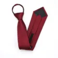 Corbata de cremallera burdeos de negocios, corbata fácil y cómoda para ropa formal de oficina. - 8cm Burdeos Cuadros Grandes Cremallera