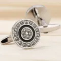 Boutons de manchette ronds en strass pour chemise élégants accessoires professionnels. - Rond Plein Strass